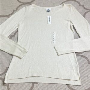 Old Navy cream long sleeve metallic sweater, size XS
